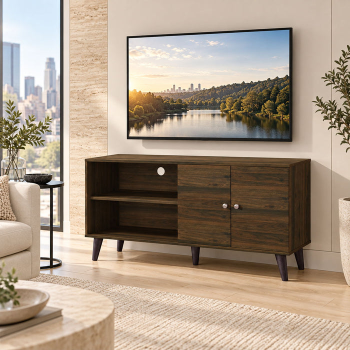 Amidon - TV Stand, With 2 Storage Shelves And 1 Cabinet