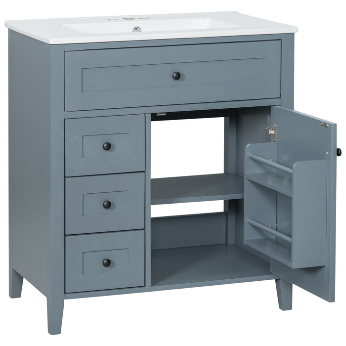 Bathroom Vanity With Sink, 3 Drawers And Adjustable Shelf, Freestanding Storage Unit