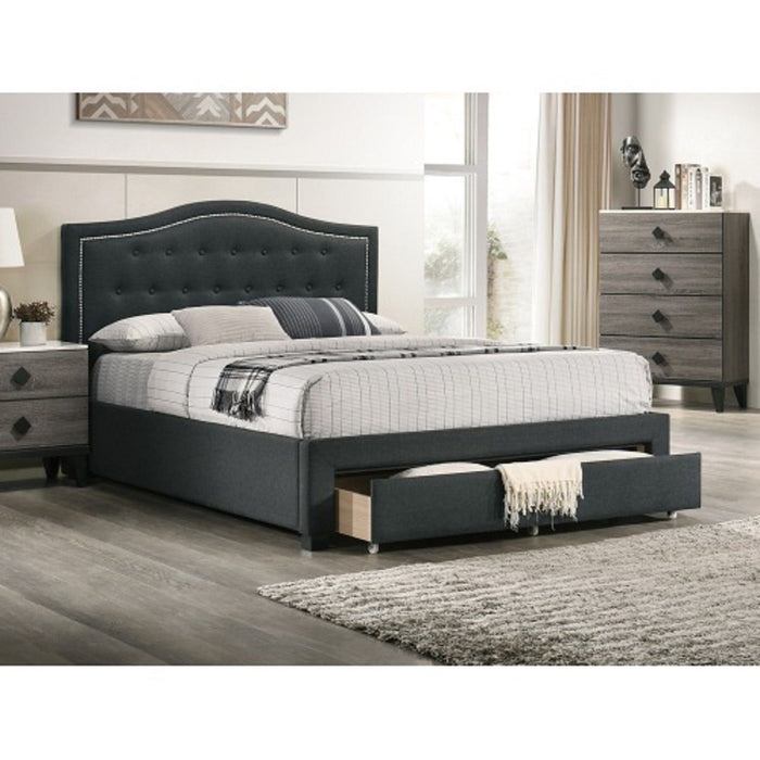 Modern Button Tufted Arch Headboard Bed With Storage Footboard