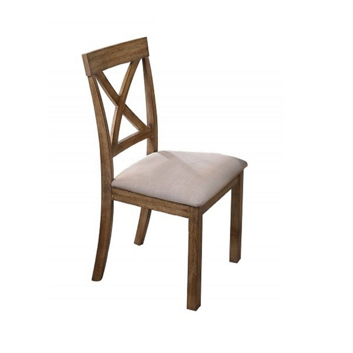 Dining Chair With Open X Back (Set of 2) - Brown / Beige