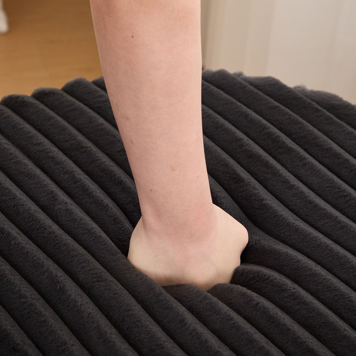 Modern Upholstered Round Ottoman Coffee Table With Storage Shelf