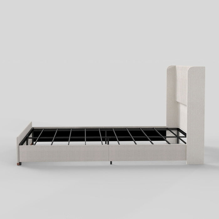Upholstered Bed Frame With Luxury Wingback Headboard