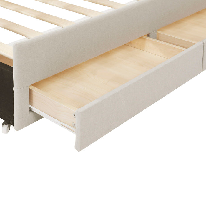 Upholstered Design Platform Bed With Trundle