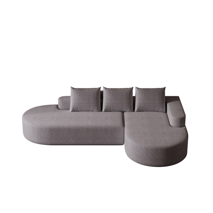 Modern Curved Sofa, L-Shaped Modular Sectional Set With 3 Pillows