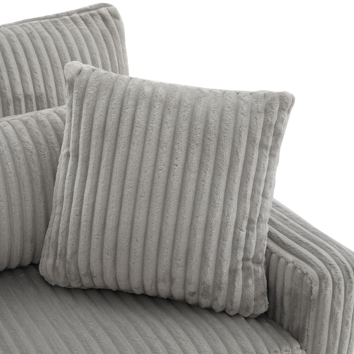 Modern Corduroy Loveseat Sofa With 4 Pillows