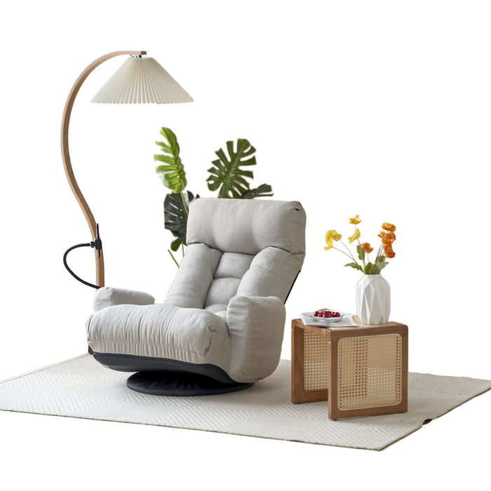 Adjustable Swivel Lounge Chair With 360 Degree Rotating Seat And Headrest Support