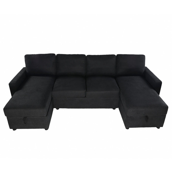 Convertible Sectional Sofa With Storage Chaise Lounges And USB Ports