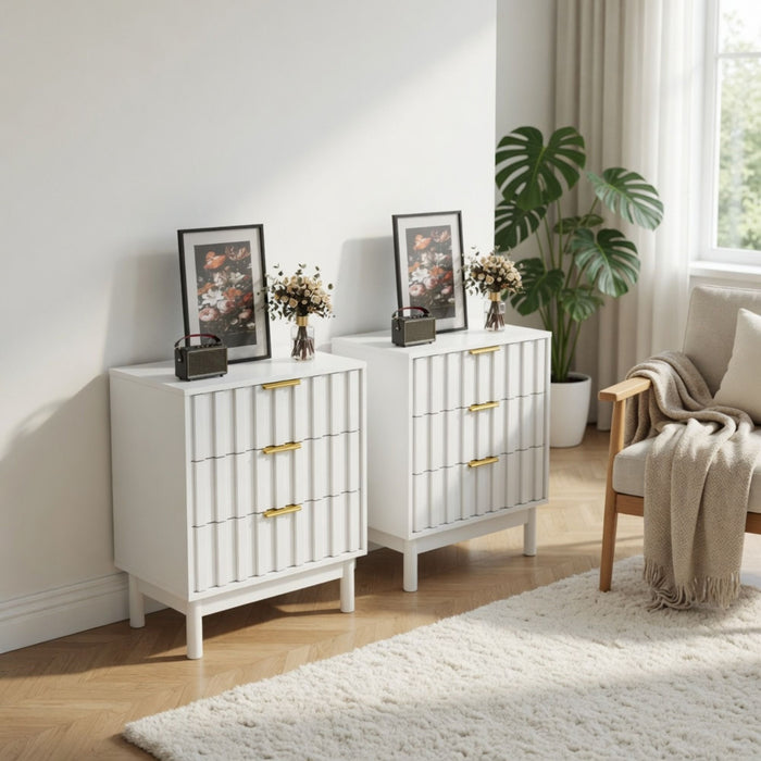 Fluted 3 Drawer Dresser