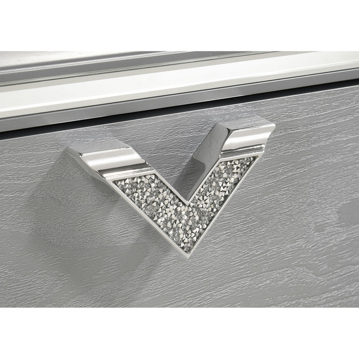 Delacroix - 2 Drawer Nightstand With Felt Lined Top Drawer - Silver