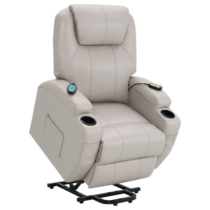 Selwyn - Upholstered Power Massage Recliner With Heat And Massage Functions - Champagne