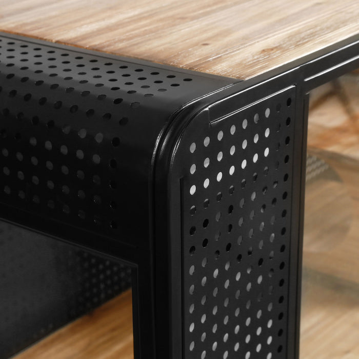 Modern Spacious Cat House With Tempered Glass And Iron Frame For Living Room - Black / Brown