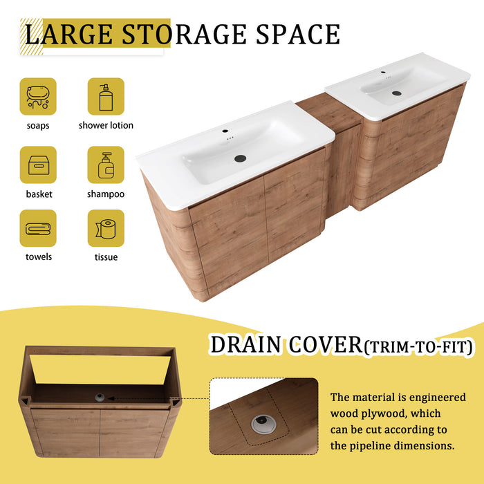 Soft Close Door Freestanding Bathroom Vanity With Sink, 1 Small Storage Cabinet