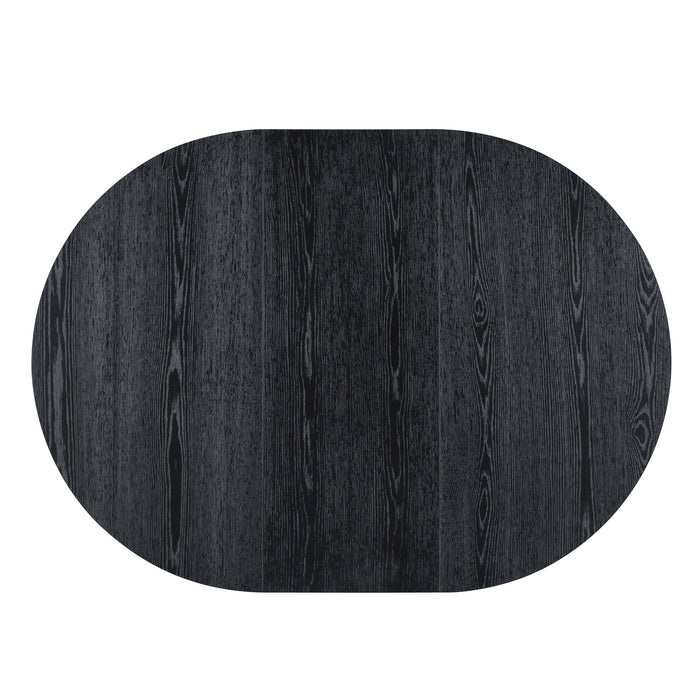 5 Piece Dining Set Extendable Round Table And 4 Chairs - Black / Oak