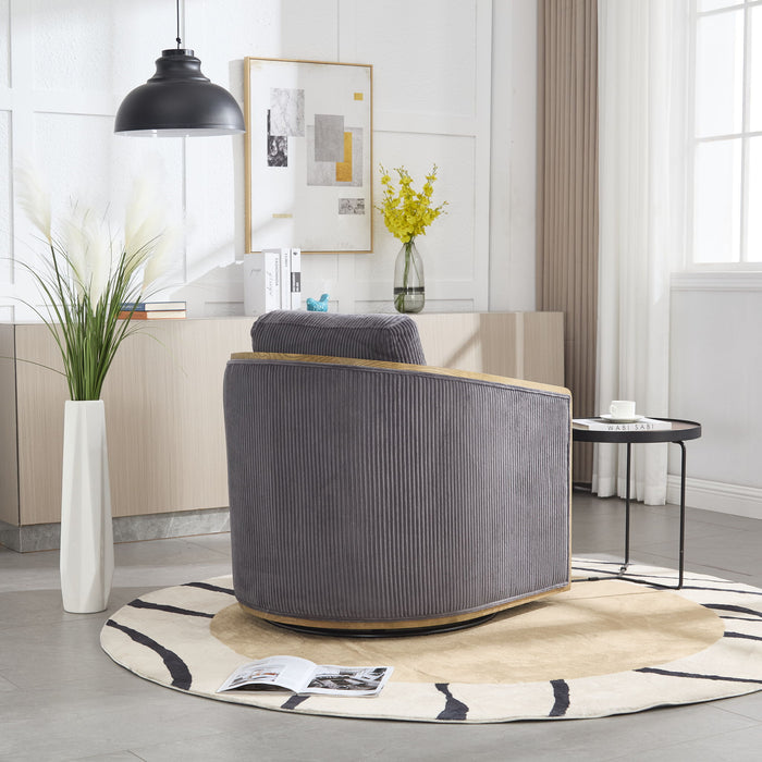 Corduroy Barrel Chair, 360 Degree Swivel
