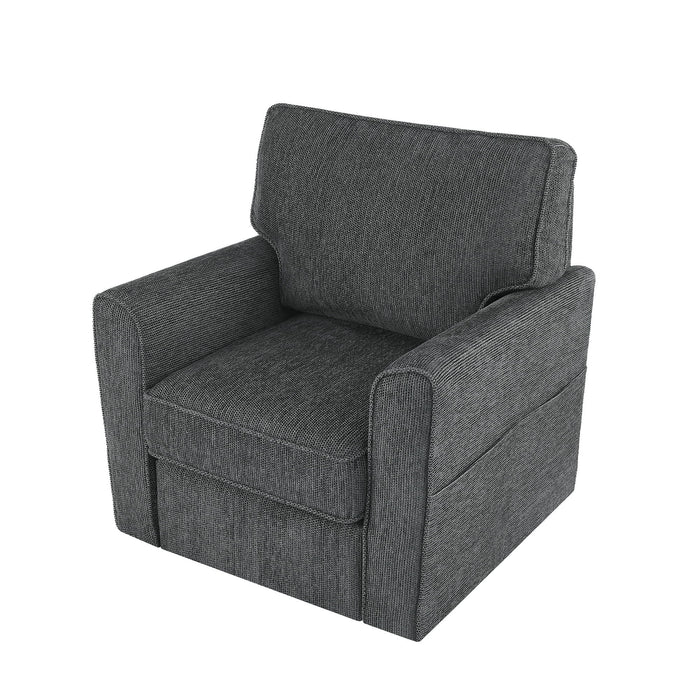 360° Swivel Accent Barrel Armchair With Side Pockets, Compact Design
