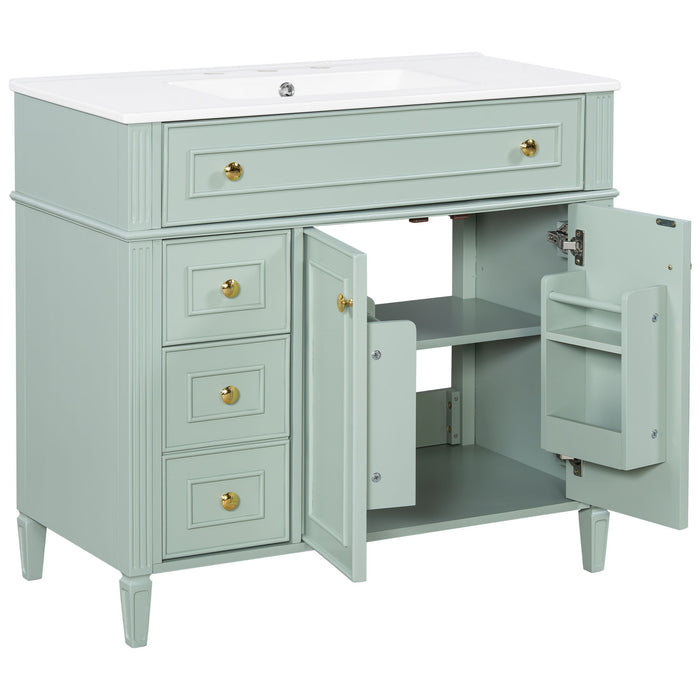 Bathroom Vanity With Sink, 3 Drawers & 2 Doors