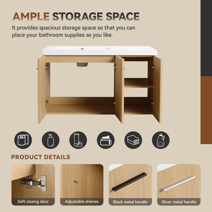 Wall Mounted Floating Bathroom Vanity With Sink, 3 Door Modular Cabinet