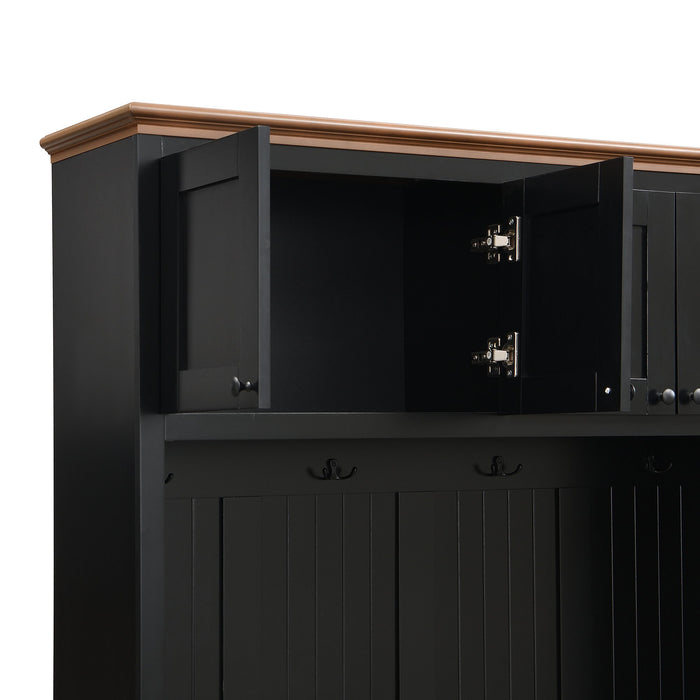 Entryway Hall Tree With Storage Bench, Coat Rack Shoe Bench With Cabinets