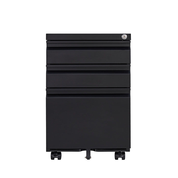 3-Drawer Mobile Filing Cabinet With Lock, Legal/Letter Storage