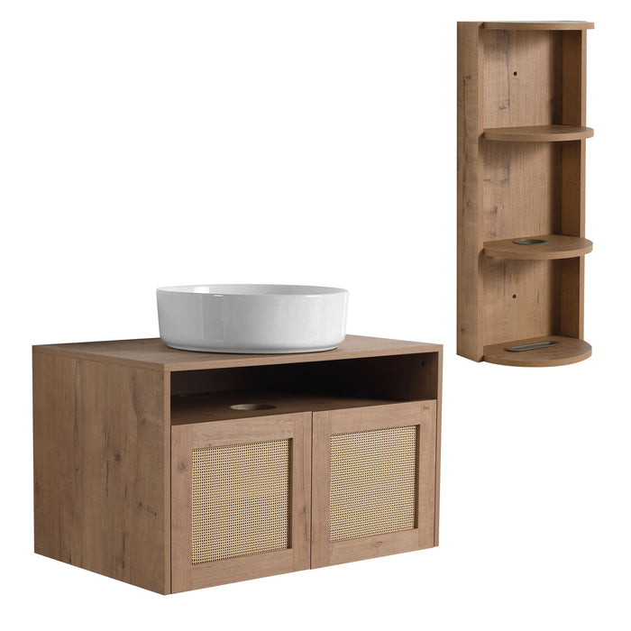 Bathroom Vanity With Art Sink And Storage Rack, Float Mounting Design