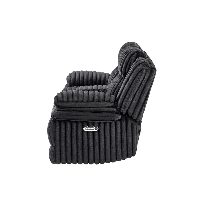 Winston - Power Console Recliner Loveseat With LED And Hidden Drawer - Black
