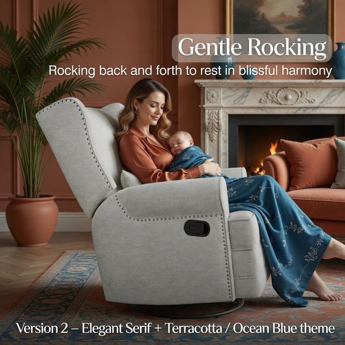 Extra Wide Swivel Recliner Glider Chair With Footrest