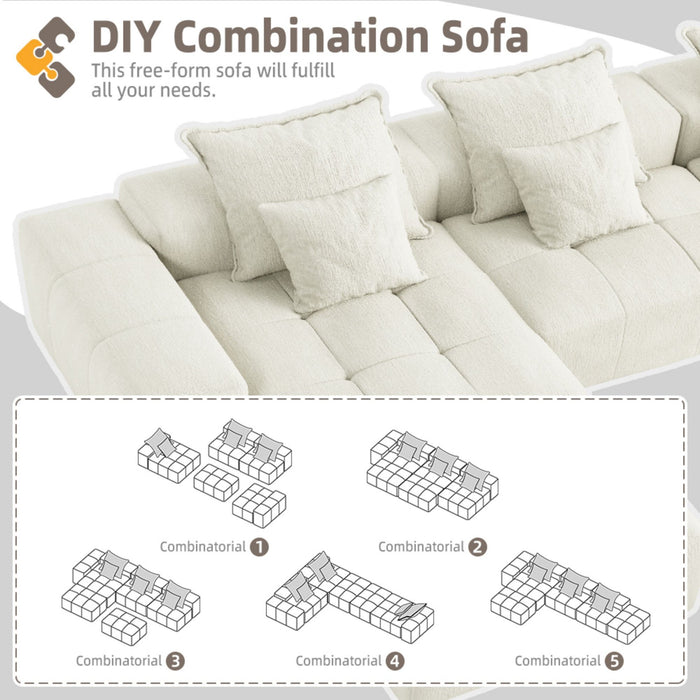 Modern Oversized Diy Combination Modular Sectional Sofa With Pillows