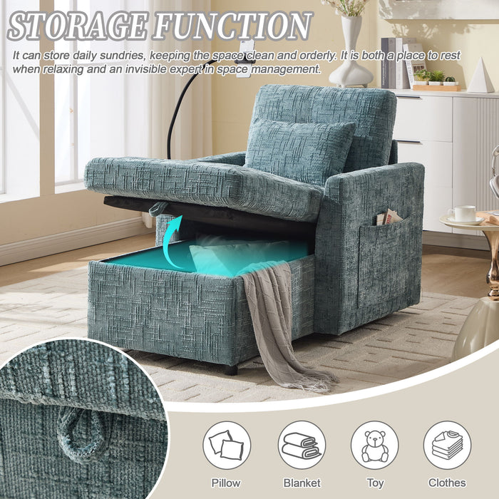 Multifunctional Chenille Recliner Sofa With Storage And Phone Bracket