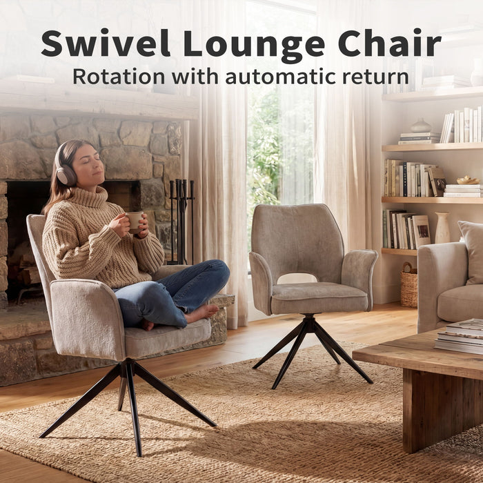 Dining Chair With Soft Cushion And 360° Rotation, Comfortable Armrest For Kitchen (Set of 2) - Gray