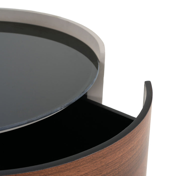 Italian Retro Double Storage Round Side Table - Gray Brown