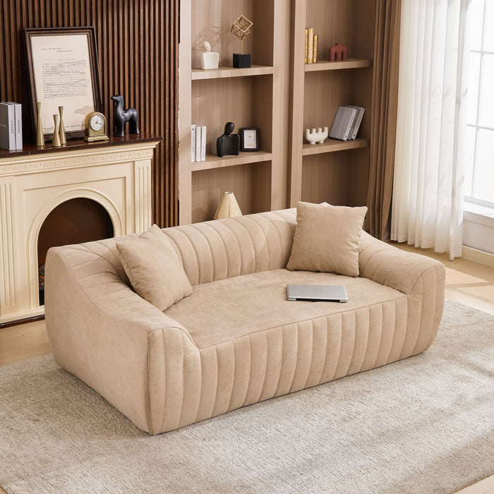 Oversized 2 Seater Loveseat With 2 Decor Throw Pillows, Deep Seat Sofa For Living Rooms