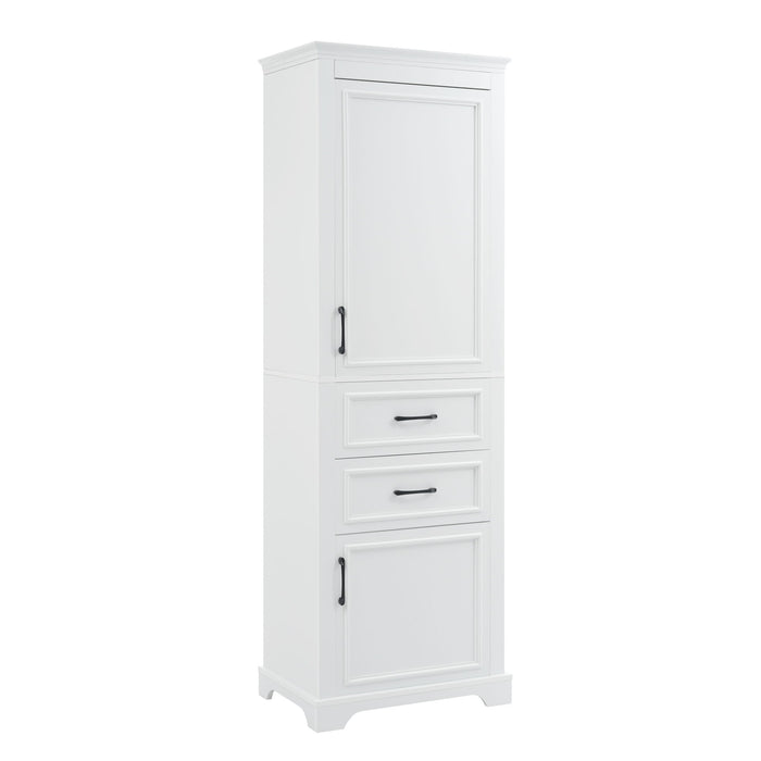 Freestanding Bathroom Vanity Tall With Damping Hinge Doors, Adjustable Shelves - White