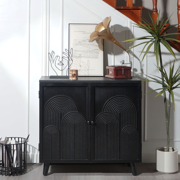 2 Door Accent Cabinet Storage Cabinet With Adjustable Shelf - Black