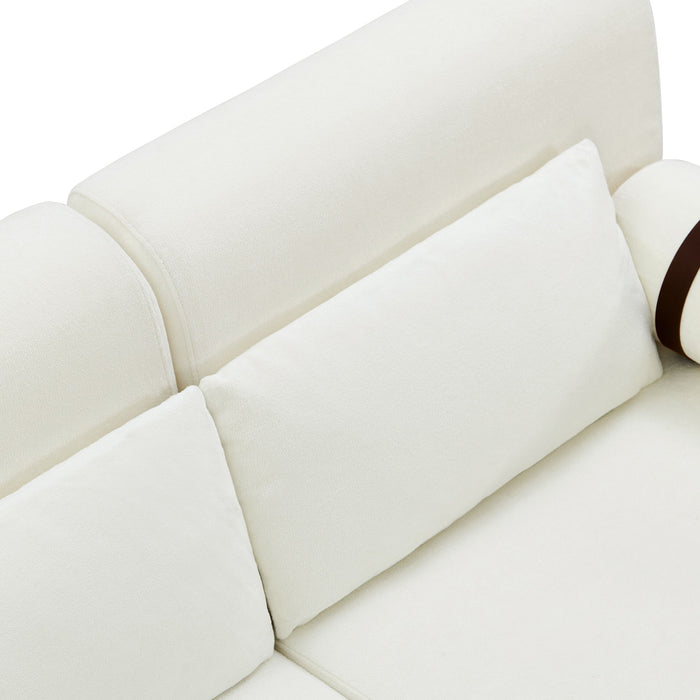 Modern Loveseat Sofa 2 Seater With USB Ports, Cylindrical Armrests