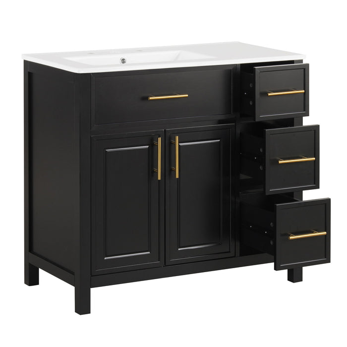 Modern Bathroom Vanity With Sink Top, 2 Doors And 3 Drawers