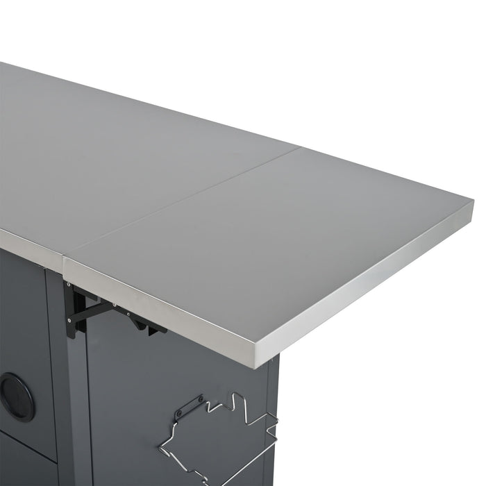 Foldable Outdoor Prep Station BBQ Cart With Trash Rack