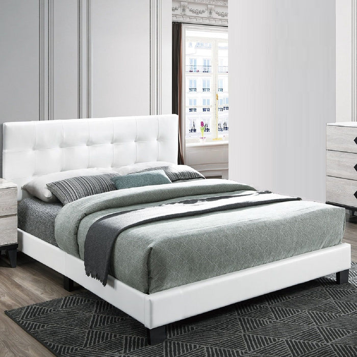 Modern Style Bed With Upholstered Rectangle Headboard