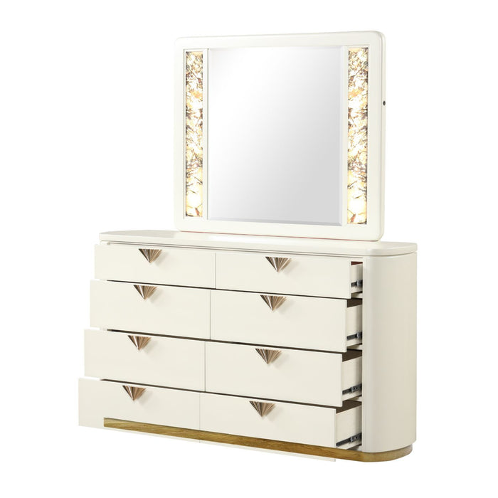 La Pierre - Rectangular Mirror & LED Lighting Panels - Beige