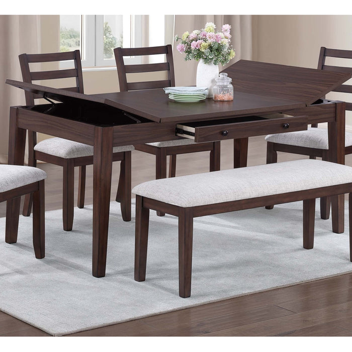 Dining Table With Built In Lift Top Storage And Drawer, Rectangular Furniture - Walnut