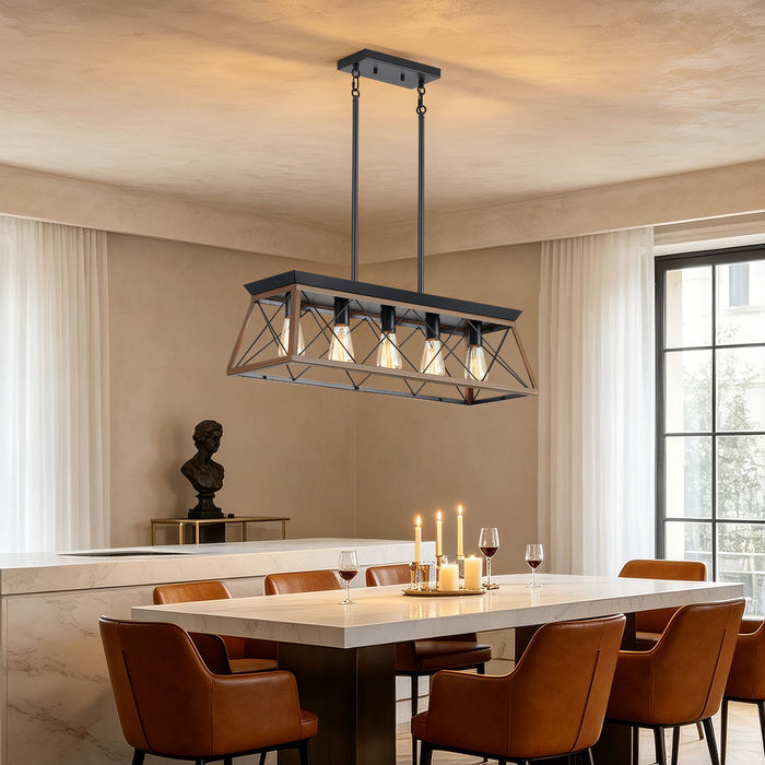 Chandelier Pendant Light For Dining Room Kitchen, 5 Light Fixture With Adjustable Height