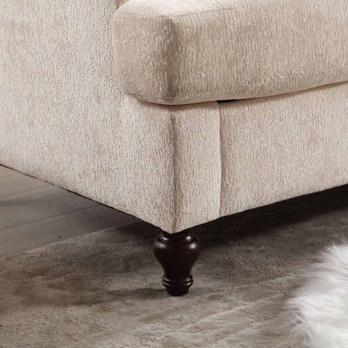 Mid Century Modern Chenille Fabric Loveseat Sofa, 2 Seat Upholstered Couch