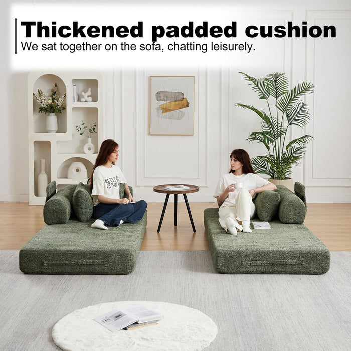 Convertible Sleeper Sofa Bed With Cylindrical Pillow