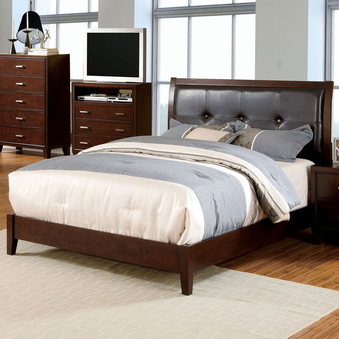 Eastern King Bed With Button Tufted Headboard - Brown