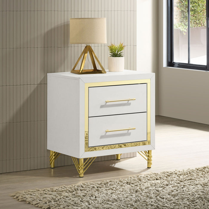 Chesney - 2 Drawer Nightstand With Trim, Bedroom Side Table - White