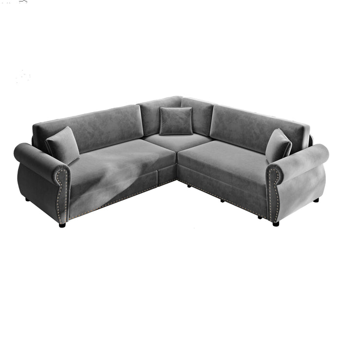 L-Shaped Sofa Couch With Pull-Out Bed