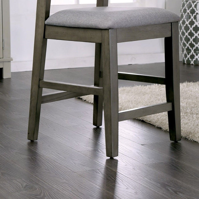 Padded Fabric Seat Panel Back Counter Height Dining Chairs (Set of 2) - Gray / Light Gray