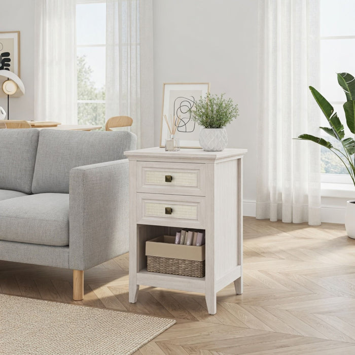 Nightstand With 2 Drawers Bedside Table