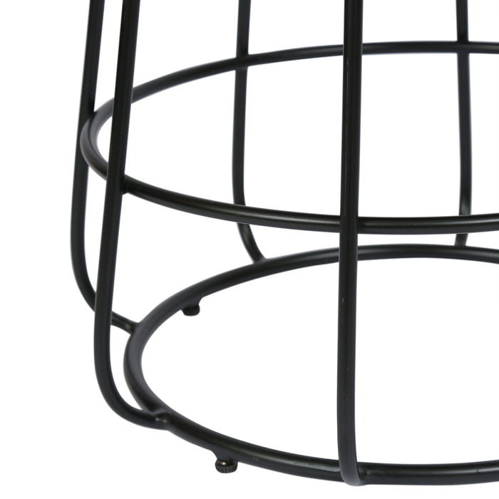 Side Table With Marble Top And Iron Base - Black / White