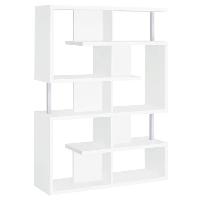 5 Tier Geometric Bookcase - White