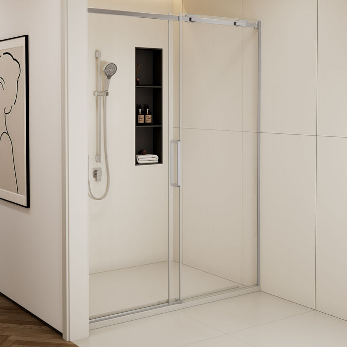 Semi-Frame Single Sliding Shower Door With Clear Tempered Glass